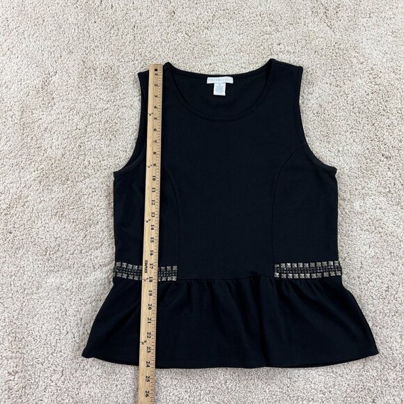 Design History Womans Blouse XXL Black Top Sleeveless Studded Embelished Stretch - Picture 12 of 16